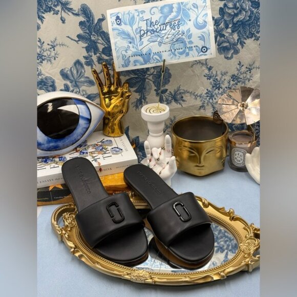 🆕 MARC JACOBS 🧿 NWOB The Snapshot Slide, Black Leather - Sz 37 US 7 - Picture 3 of 15